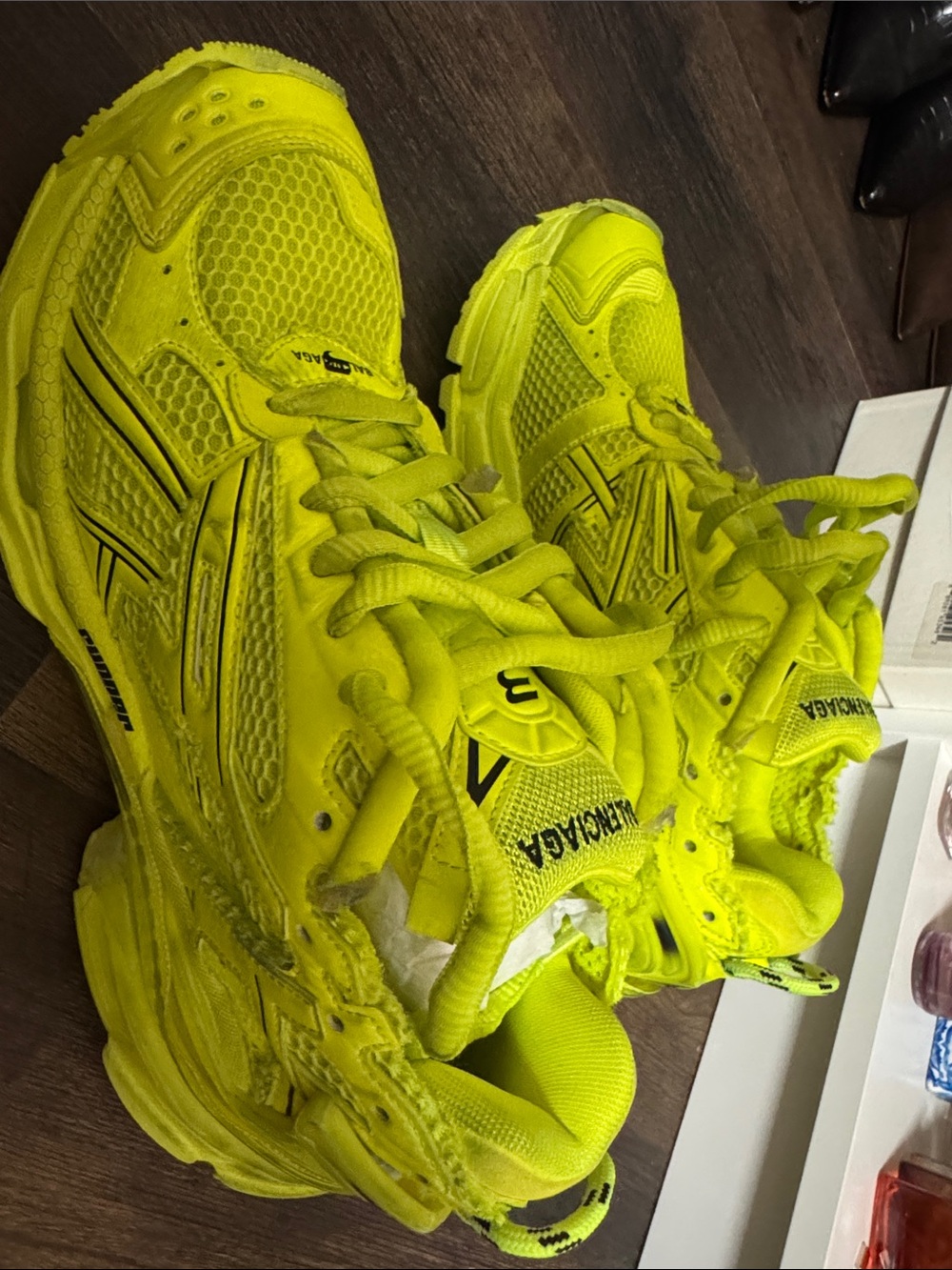 Authentic Balenciaga men's Neon Yellow Chunky Runner Sneakers